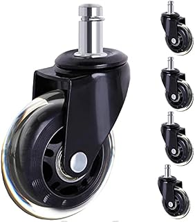 Rubber Castors Wheels Office Desk Chair Replacement Hardwood Floors Perfect Black Set of 5 (Stem Size:7/16" x 7/8" inch)