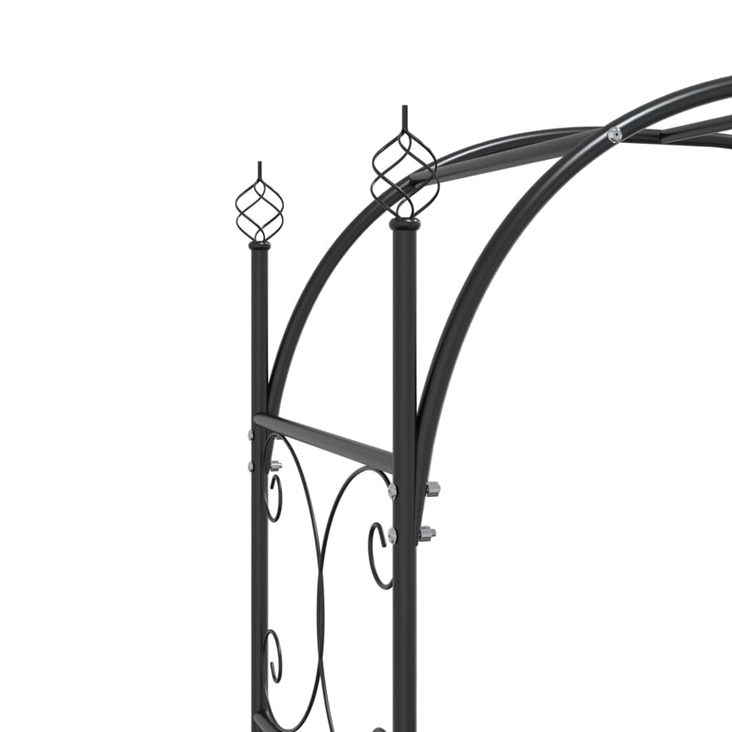 Arco da giardino in acciaio con cancello, verniciato a polvere, 108 x 45 x 235 cm, nero, chiudibile, robusto telaio per piante rampicanti, versatile come ingresso o decorazione per esterni