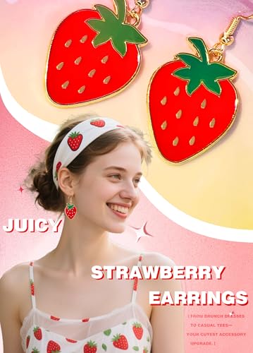 Strawberry Delight Women's Costume Accessories: Charming Earrings, Adorable Hat, and Cozy Socks for BFF Gifts - Image 2