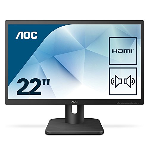 AOC 22E1D 54 cm (21,5 Zoll) Monitor (VGA, DVI, HDMI, TN Panel, 2ms Reaktionszeit, 1920 x 1080, 60 Hz) schwarz