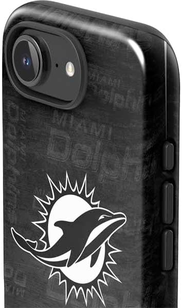 Skinit Impact Phone Case Compatible with iPhone 16e - Officially Licensed NFL Miami Dolphins Black & White Design