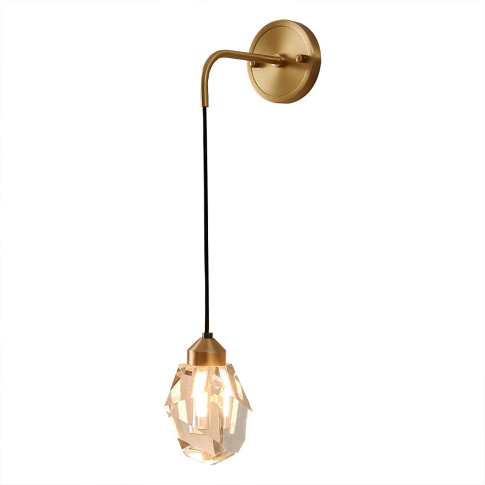SXECAEPS Wall Lamps Sconces Light Indoor Led Dimmable 7w Warmnaturalwhite Modern Crystal Glass Decorative Sconce Lamp for Living Room Bedroom Hallway(Grey Wolf)