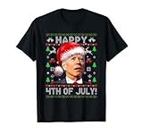 Santa Joe Biden Happy 4th of July Ugly Christmas Sweater T-Shirt