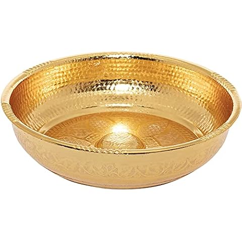 Alisveristime Turkish Authentic Copper Bath Bowl & Hammam Bowl (440gr (15.50 oz) Made of Zinc (Gold) Cover