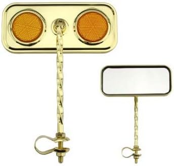 Rectangle Twisted Mirror Gold Amber Reflectors. Bike mirror, bicycle mirror for lowrider, beach cruiser, chopper, limo, stretch bike, bmx, track, fixie, mountain bikes