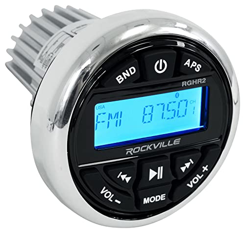 Image of Rockville RWB90B Bundle: 2 Black 8 in 300-Watt Marine Wakeboard 360 Swivel Tower Speakers, RGHR2 Marine Gauge Hole Bluetooth Receiver with USB, Radio, Wired Remote, 3-Items