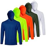 LeeHanTon 5 Pack Men's UPF 50+ Sun Protection Hoodie Shirts Long Sleeve Shirts Quick Dry Lightweight for Running Workout Hiking Fishing L