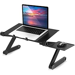 Mesa Con Ventilador Para Laptop Phane® Mesa Ordenador Portátil, Multifuncional Base Ajustable y Plegable | Soporte de Regazo Laptop Notebook PC Tablet | Ergonómica y Resistente para Diván Sofá Cama | Negro