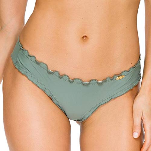 Luli Fama Women's Cosita Buena Wavey Brazilian Ruched Back Bikini Bottom, Army, XSmall