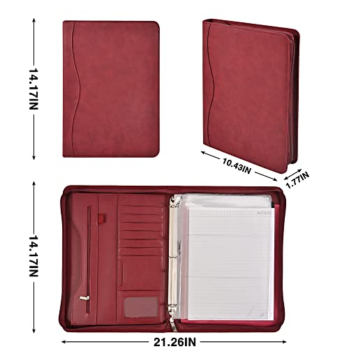 Linaxbong 3 Ring Padfolio Portfolio Business Binders，Secure Zippered Closure，Resume Padfolio Business Organizer—Pu Leather Padfolio Portfolio Binders For Men & Women(Wr) #TOP3