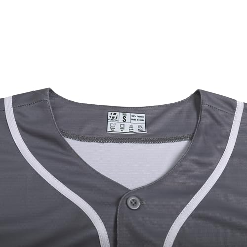 Pullonsy Camisa de beisebol preta personalizada para homens com botão completo bordado nome e número