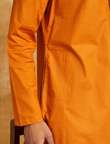 Image of Amazon Brand - Symbol Men's 100% Cotton Solid Long Length Casual Kurta - Regular Fit (Available in Plus Sizes)