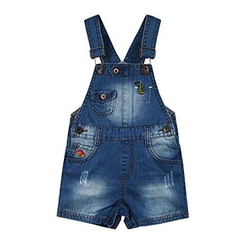 KIDSCOOL SPACE Dinosaur Car Denim Shortalls Cover