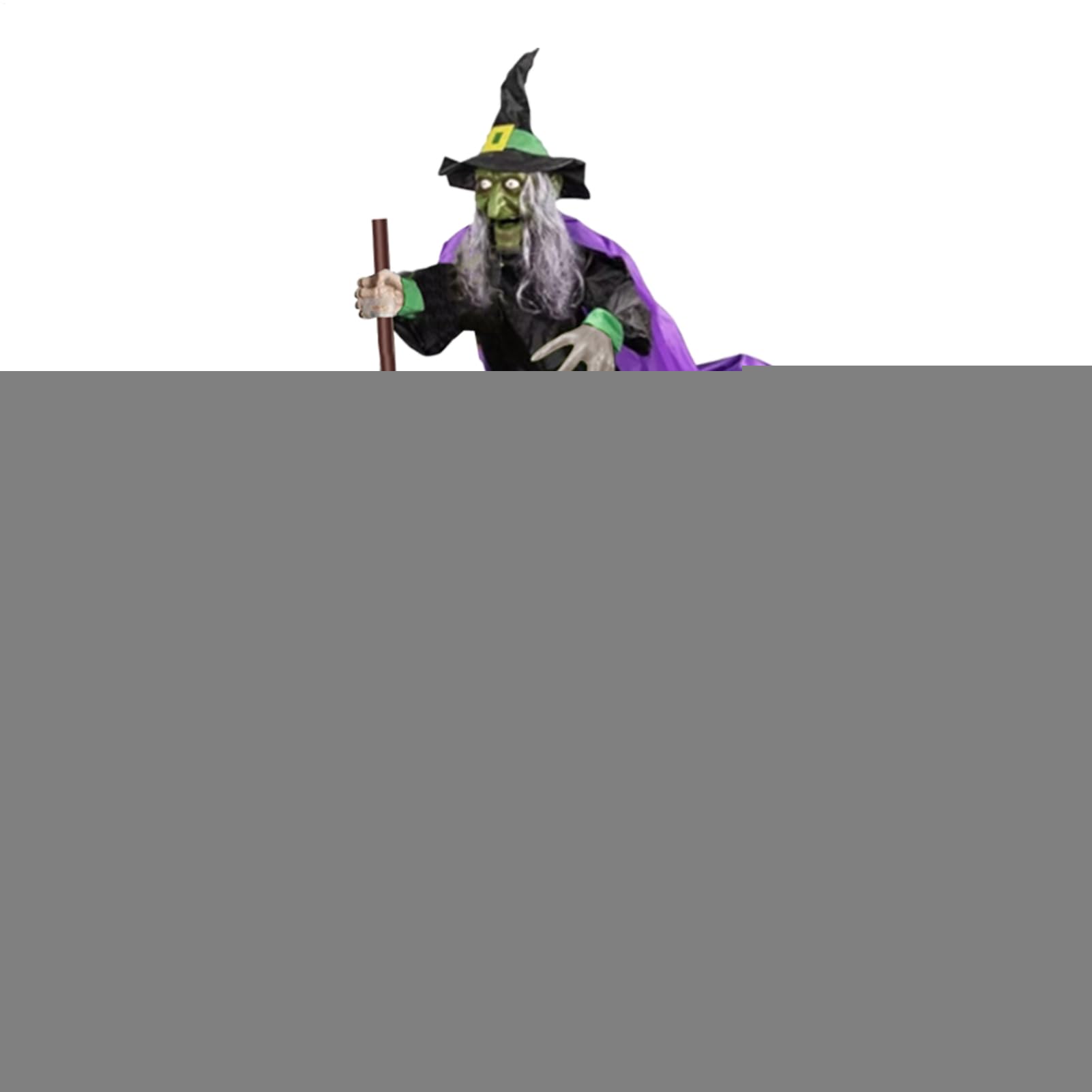 Balai de sorcière volante animée de 1,8 m : décoration d'Halloween extérieure à sons