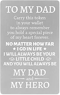 Blumuze Dad Birthday Gifts, Engraved Wallet Insert Card Gifts for Dad from Daughter Son,Ideal Dad Daddy Gifts for Fathers' Day, Thanksgiving Day,Christmas,Presents for Dad Daddy