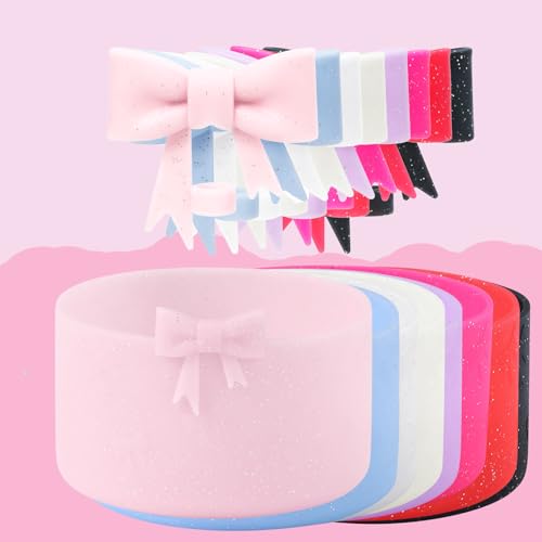 Oddyami Cup Accessories Set for Stanley,Including Cute Bow Straw Cover Caps 10mm Reusable Straw Toppers,Silicone Boot Sleeve Bumper Protector for Stanley Quencher H2.0 Tumbler 30&40oz,Glitter Bla