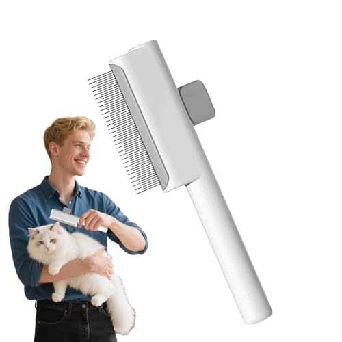Ruwshuuk Peine para Gatos | Peine Antipulgas Con Púas Metálicas Para Gatos - Cepillo Autolimpiante para Mascotas para Acicalamiento Diario en Hogar, Apartamento, Viaje, Interior, Exterior, Jardín y