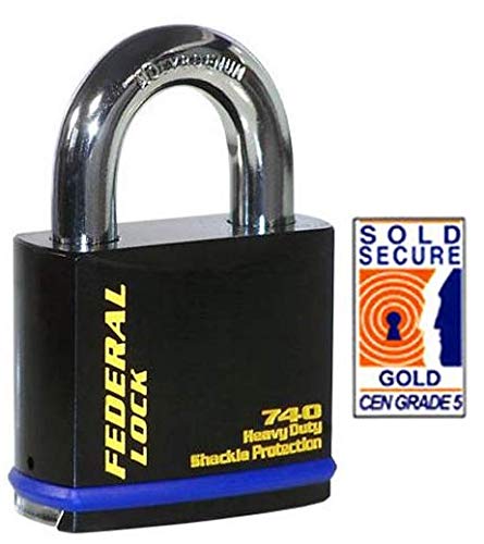 Federal FD740 Ultra Secure Open Shackle Padlocks - CEN5 Rated/Sold Secure Gold (70mm Body)