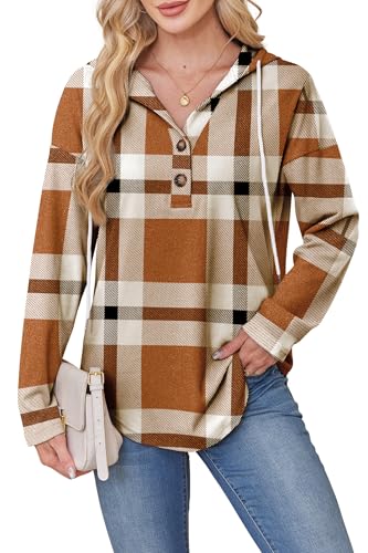 RUMIA Womens Tops V Neck Button Sweatshirt for Women Pullover Long Sleeve Shirts Fall Outfits 2025 Loose Fit S-3XL - Image 4