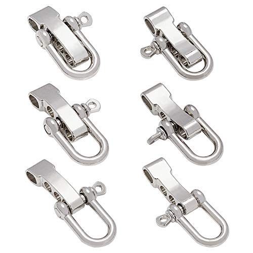 PandaHall 15 Sets Adjustable D Shackles Buckle Sets Silver U-Shaped Shackles Metal Bracelet Connectors for Outdoor Rope Survival Bracelet Making