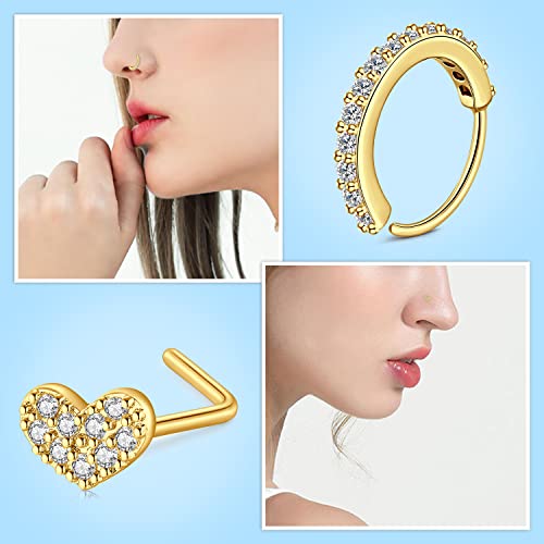 JFORYOU 20G Nose Studs Nose Rings Hoop Surgical Steel CZ Opal Nose Rings Piercings Hoop Jewelry Various Style and Color4