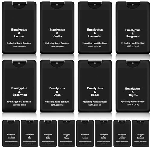 24 Pack Hand Sanitizer Spray Bulk Black Travel Size, 0.67 Fl. oz