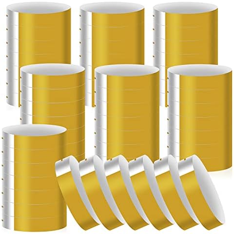Paper Wristbands 600 Pack Waterproof Gold Neon Wrist Bands Easy to Write Hand Wrist Bands for Events, IKAYAS Lightweight Identification Colored Wristbands for Party Concert Bar Entrance Admission Cover