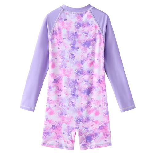 Image of Girls Swimsuit Long Sleeve Rash Guards Swim Suit 4-12Y
