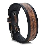 Generic Damen Lederarmband,Vintage Leder Geflochten Armreifen Trendy Cowboy Style Armband Breit Wickeln Schnalle Schwarz Charme Bracelets Persönlichkeit Männer Jungen Frauen