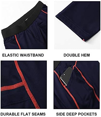 2 Pack Mens Compression Pants Workout Running Tights with Pockets Cool Dry Fit Pants Yoga Gym Leggings for Sports Biker