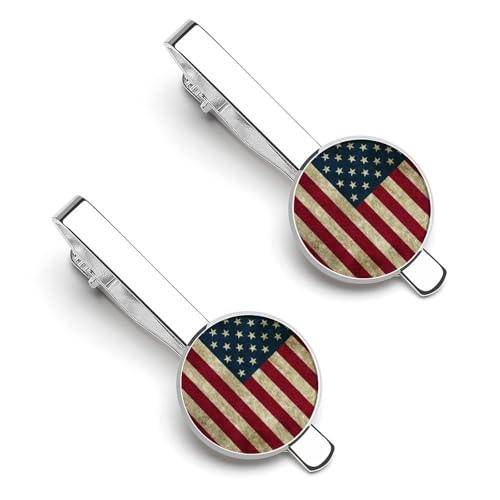 ネクタイピン 2枚セット アメリカ国旗柄 レトロ 星条旗 タイクリップ おしゃれ お洒落 衣装アクセサリー ビジネス 日常仕事 結婚式 冠婚 記念日 卒業式 入学式 プレゼント