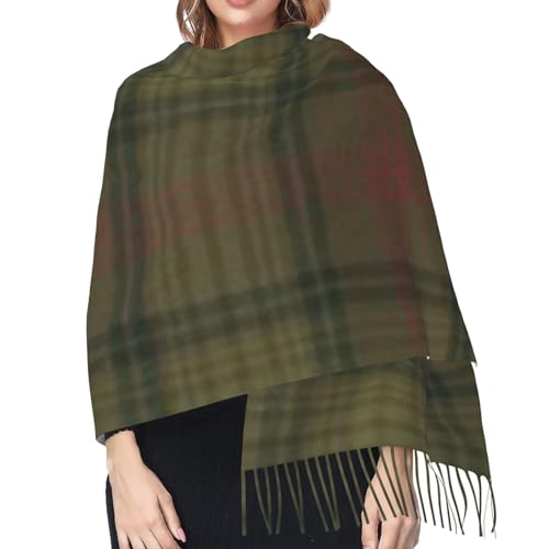 Ross Hunting Weathered Clan Scottish Tartan Women's Winter Scarf - Extra long 71 inch plaid cashmere soft fringe scarf, lightweight and warm, suitable for all seasons4