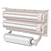 4 en 1 Support de rouleau de cuisine multifonction – Étagère de cuisine, porte-serviettes en papier, support mural pour bouteille de sauce, distributeur de papier étirable et papier aluminium