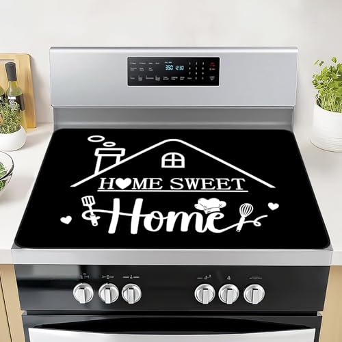 Image of Stove Top Cover for Electric Stove 28 inchx 20 inch, Home Sweet Home Heat Resistant Glass Top Stove Cover Protector, Glass Cooktop Covers, Kitchen Flat Stove Top Covers for Electric Stove