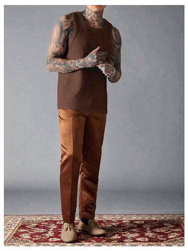 Verdusa Men's Waffle Knit Tank Top Round Neck Sleeveless Shirts4