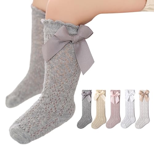 Baby Girls Knee High Socks Newborn Girl Cute Bow Ruffle Long Tube Stockings Infant Warm Non Slip Socks3