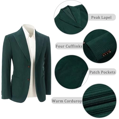 Mens Suit 2 Piece Corduroy Suits for Men Slim Fit Suit Blazer Pants Set Formal Wedding Prom Tuxedos Business Suit2