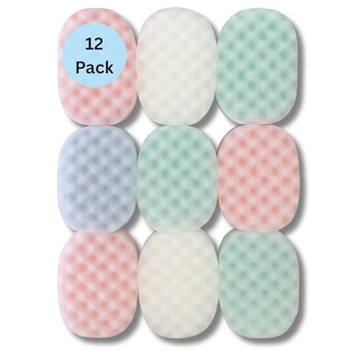 12 x Exfoliating Bath Sponge for Adults and Kids Massage Sponges for Men and Women Perfect for Body Scrubbing in The Shower