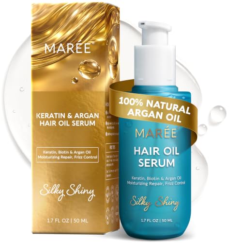 MAREE Hair Oil for Frizzy Hair with Argan Oil, Keratin & Biotin – Hair Serum for Dry and Curly...