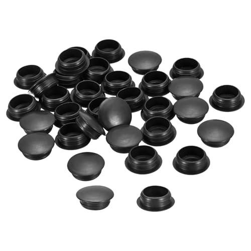 Image of uxcell 150Pcs Screw Hole Plugs, 16mm(5 /8 inch) Dia Plastic Round Button Plugs Snap in Locking Hole Covers Flush Type Caps for Furniture Cabinet, Black