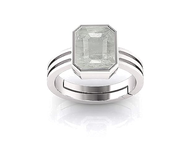 dugu gems 9.25 Ratti 8.50 Ct.AA++ Quality Certified Adjaistaible Silver Ring Unheated Natural White Sapphire Pukhraj Loose Gemstone-picture-15