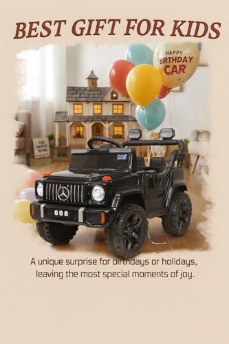 Image of Toyify 12V Electric Ride-On Jeep for Kids (Black) | Battery Operated Car with Lights, Music & Remote Control | Ride on Electric Car /Jeep for Boys & Girls Age 1-6 Years with Accelerator