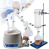 LYJIANGXIN 2L Kurzweg-Destillations-Set, Labor-Kurzstrecken-Molekulardestillations-Extraktionsapparat Glaswaren-Set mit Kühlfalle und Magnetrühr-Elektroheizhülse für thermische Trennprozesse