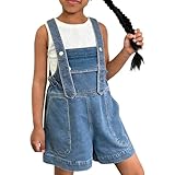 Facile d'entretien et options colorées : salopette en jean pour filles, vêtements de printemps pour adolescentes, le pantalon d'été pour filles offre des choix comme le bleu ou le rose et est lavable en machine pour une utilisation pratique.