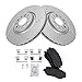 TRQ Front Brake Pad and Rotor Set Ceramic Drilled Slotted Coated Rotors Compatible with 2014-2022 Jeep Cherokee 2015-2017 Chrysler 200
