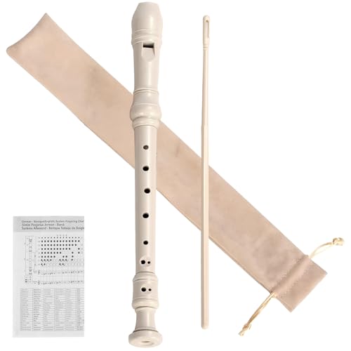 Flûte à Bec Soprano Do (C) Enfant – Flûte Scolaire Débutant Doigté Allemand, 3 Pièces avec Sac, Tige de Nettoyage et Tableau de Doigtés – Instrument...
