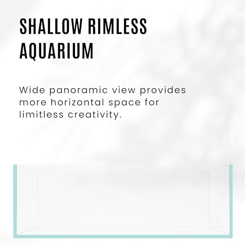 Image of Ultum Nature Systems Ultra Clear Rimless Aquarium - Low Iron Glass Fish Tank with 45 Mitered Edges, 5mm-12mm Thick, Leveling Mat Included (5S, Shallow, 2 Gallon)