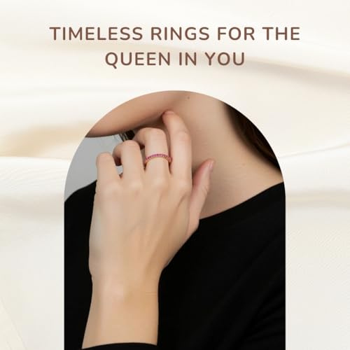 Stackable Eternity Ring for Women |Gold Plated – Ruby, Blue Sapphire, Simulated Diamond, Pink Sapphire, Emerald| Wedding Band |hypoallergenic Rings| Labradorite Ring | Birthstone Gift Jewelry for Her2