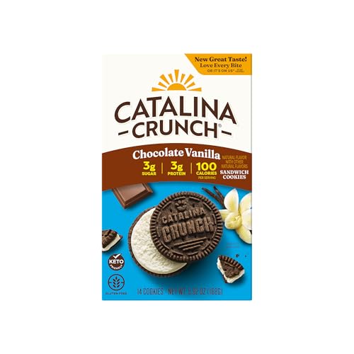 Image of Catalina Crunch Chocolate Vanilla Sandwich Cookies, 5.9 oz (14 cookies) | Low Carb, Low-Sugar Snacks, Keto Snacks