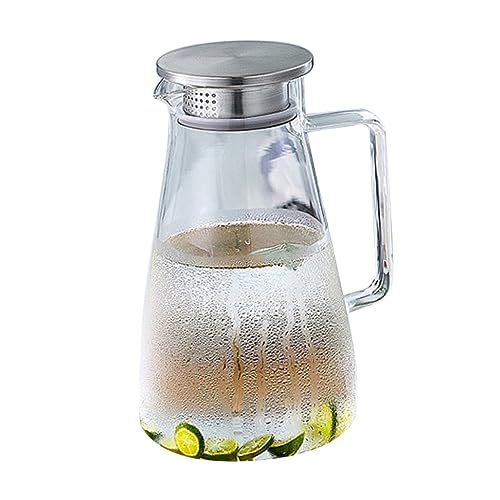 GLEAVI Jarra Vidrio Flores y Inoxidable Bebidas y Frías Jarra de Transparente